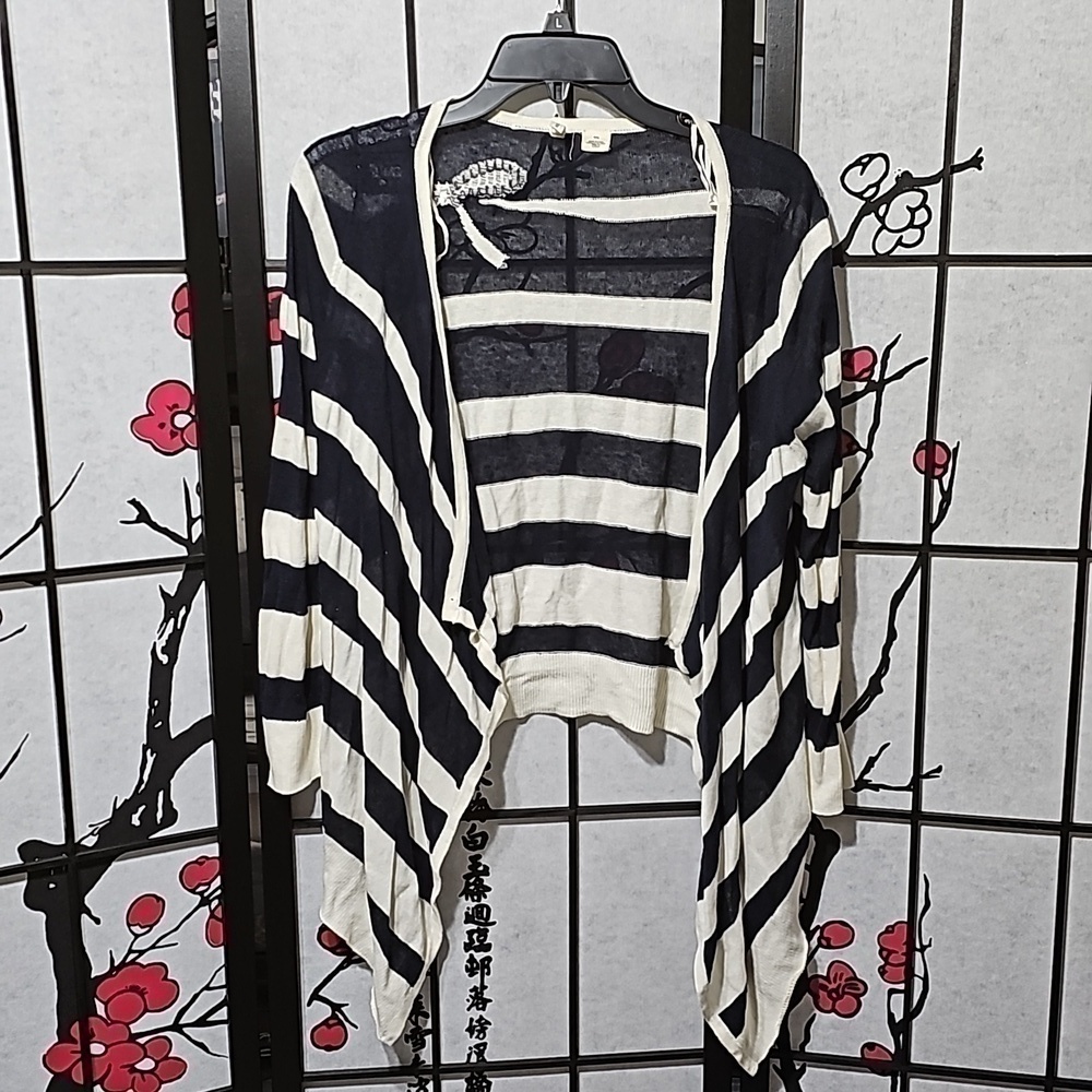 Anthropologie Moth Shrug Blue White Striped Medium‎